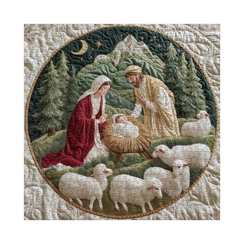 IdeaBazar Christian Religious Jesus Puzzles for Adults 1000 Pieces Art Inspirational Forest Animal Sheep Moon Jigsaw Puzzles Catholic Faith Stars Virgin Mary Puzzle - Image 5