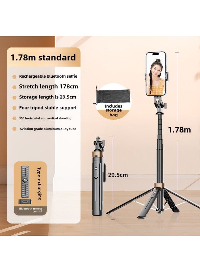 Y Sequence Mobile Phone Selfie Stick Bluetooth Selfie Mobile Phone Live Four-legged Stand Selfie Stick Manufacturers Wholesale-Color:Y17 No Light-black-aluminum Alloy) - Image 1
