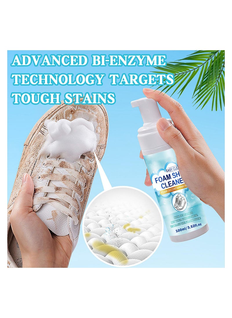 Excefore - Shoe Cleaning Kit, 100ml White Shoe Cleaner, Shoe Cleaner Sneakers Kit Removes Dirt and Stain, Sneaker Cleaning kit for White Shoes, Suede, Leather, Knit, Boots, Canvas, Fabric - Image 1