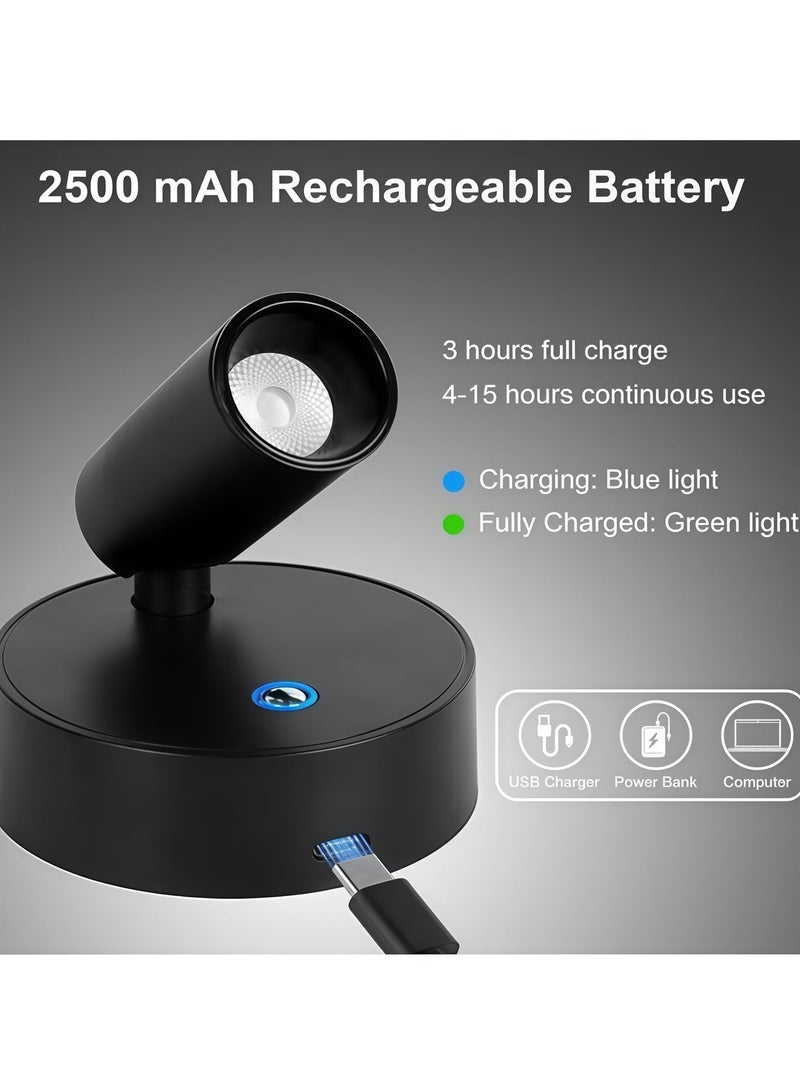 BlueHole Wireless Black LED Spotlight Rechargeable Portable Wall Light Adjustable 3 Color Temperature Hole Free Night Reading Lamp for Home and Outdoor Use - Image 5