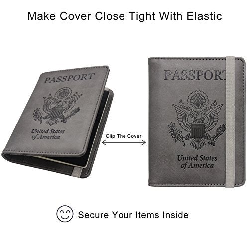 WALNEW Passport Holder for Travel, RFID Passport Cover Wallet for Women Men, PU Leather Passport Book Card Holder Case with Pen, Travelling Essentials for Flying - Image 5