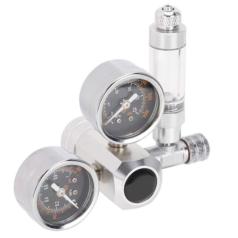 Aquarium CO2 Regulator, Bubble Counter Check Valve with Dual Gauge Display, Applicable for Aquatic Plant Growth (Ordinary Large Double Table - Image 1