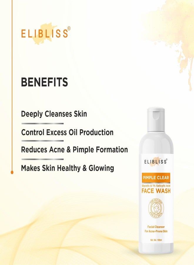 ELIBLISS Acne Face Wash with Salicylic Acid 1% & Glycolic | Oil Control & Pimple Removal Cleanser for Men & Women | 100ml - Image 3