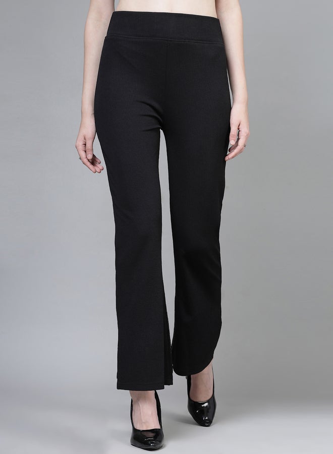 PAUSE PAUSE Women Black Solid Wide Waistband Flared Pants - Image 1
