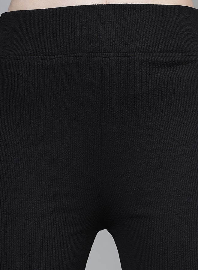 PAUSE PAUSE Women Black Solid Wide Waistband Flared Pants - Image 5