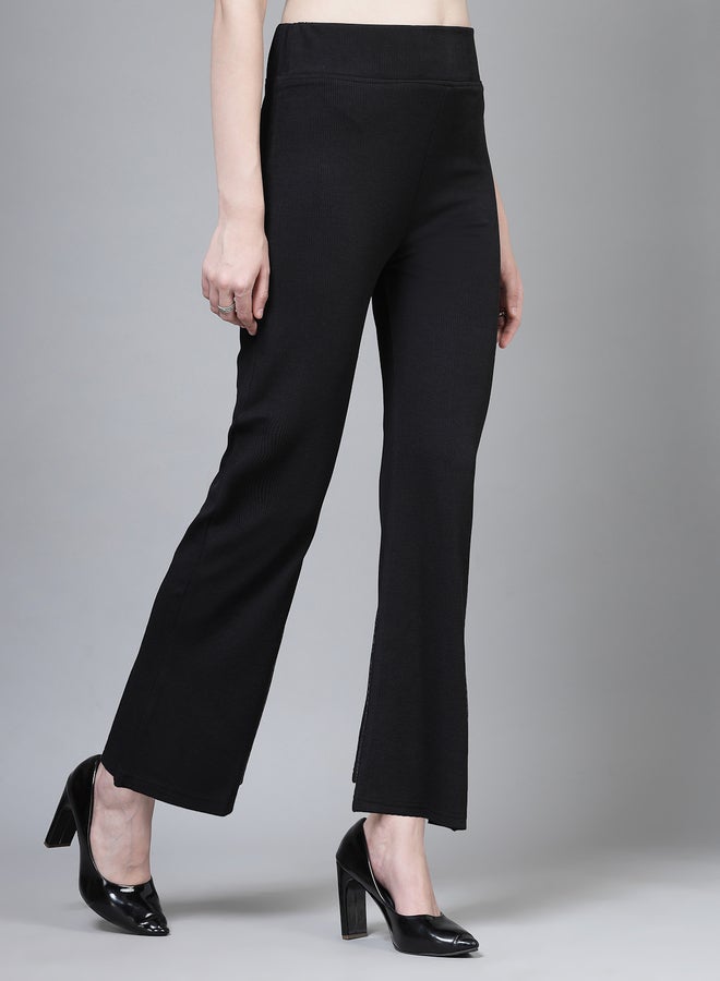 PAUSE PAUSE Women Black Solid Wide Waistband Flared Pants - Image 3
