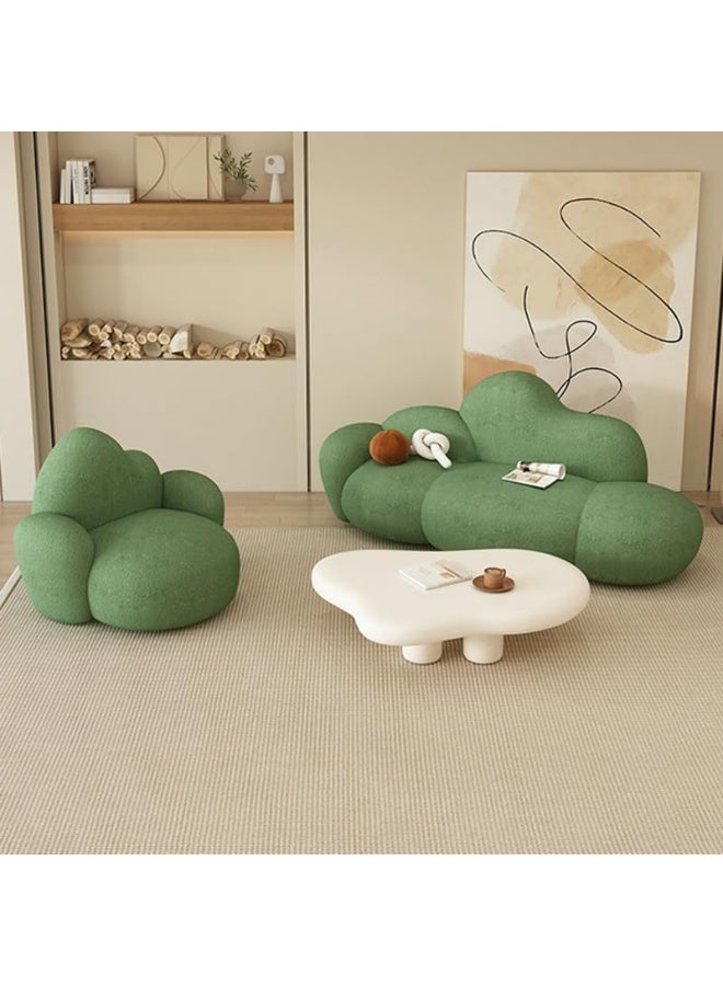 Comfynest أريكة كومفينست الدافئة بتصميم اسكندنافي مبطنة بشيربا بلون صلب - إطار خشبي، 149.86 x 78.74 x 83.82 سم بيج فاتح - Image 3