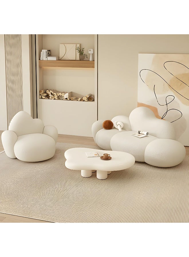 Comfynest أريكة كومفينست الدافئة بتصميم اسكندنافي مبطنة بشيربا بلون صلب - إطار خشبي، 149.86 x 78.74 x 83.82 سم بيج فاتح - Image 5
