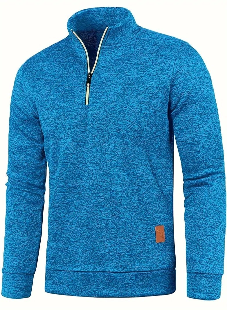 NIBEMINENT Autumn And Winter Men's Neckline Zipper Sweater Sleeve Light Fleece Stylish Top Sweater Coat - Image 1