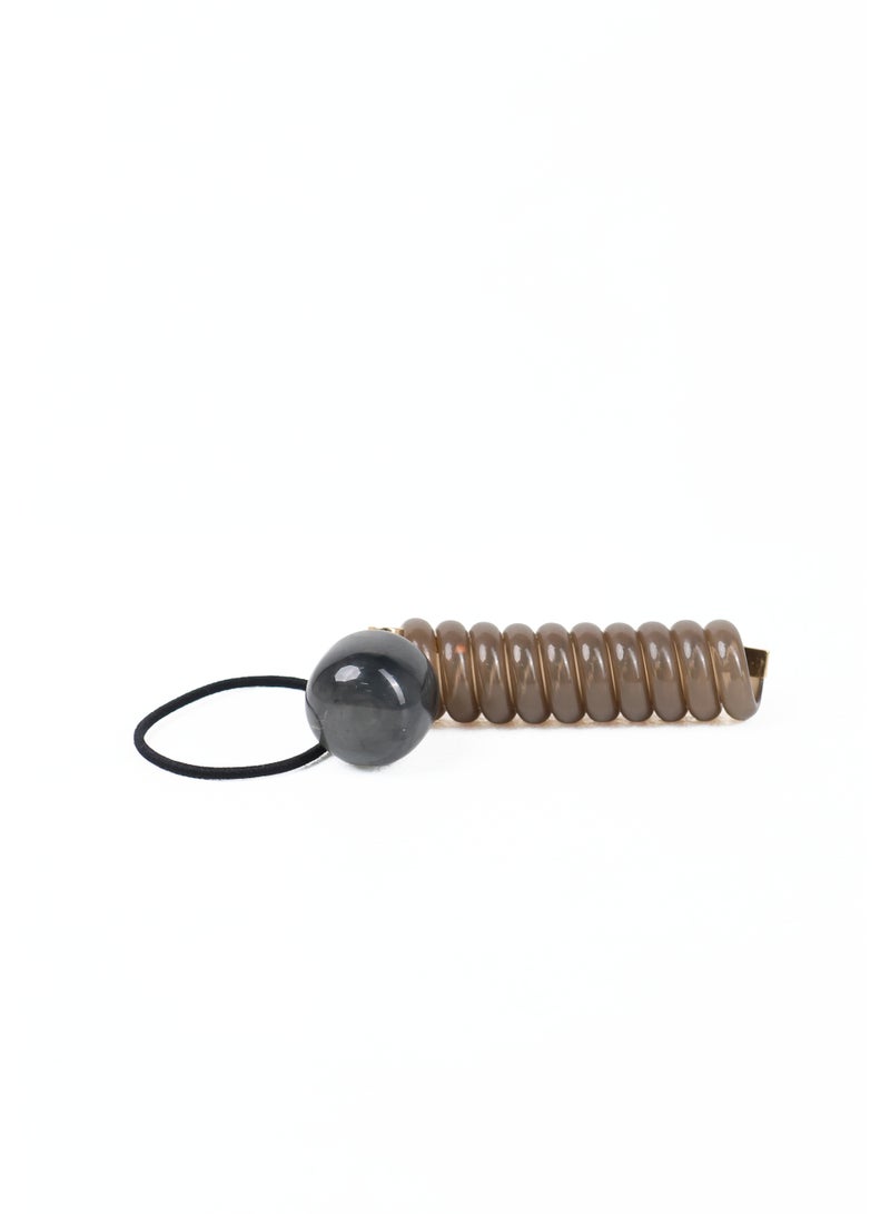 ZAAS Smoky Grey Spiral Hair Wrap with Charcoal Marble Bead Accent - Image 1