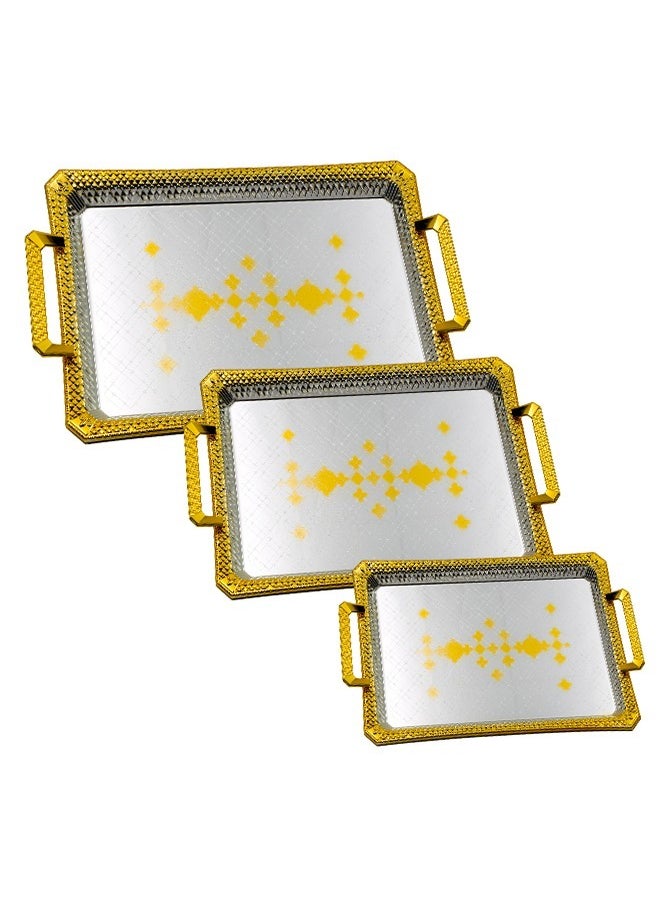 BASURRAH 3 Pieces Steel Serving Tray Set  - Image 1