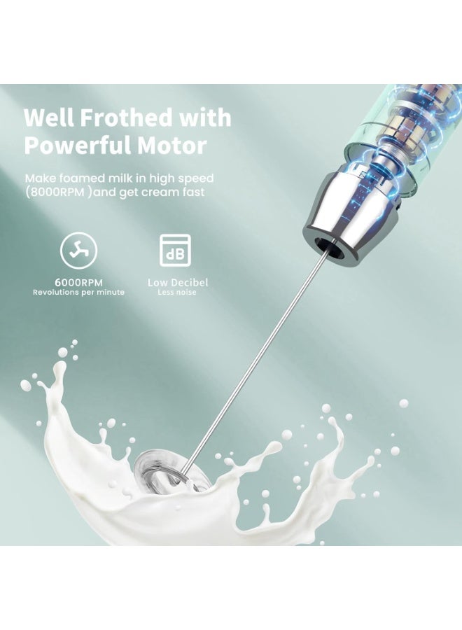 Maestri House Rechargeable Milk Frother, Handheld Electric Foam Maker Waterproof Detachable Stainless Steel Whisk Drink Mixer Foamer for Lattes, Cappuccino - Image 3