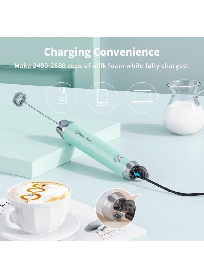 Maestri House Rechargeable Milk Frother, Handheld Electric Foam Maker Waterproof Detachable Stainless Steel Whisk Drink Mixer Foamer for Lattes, Cappuccino - Image 2
