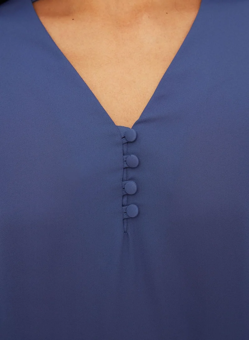 trendyol Ruffle Sleeve Button Detail Top