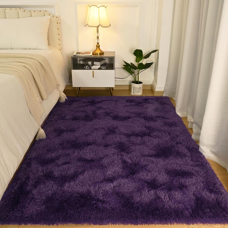 Softlife Rugs for Bedroom 4x5.3 Feet Purple Area Rug for Living Room Super Soft Shaggy Rugs for Dorm Fluffy Fuzzy Carpets Long Plush Bedside Rug Nursery Girls Boys Kids Room Home Christmas Decoration - Image 1