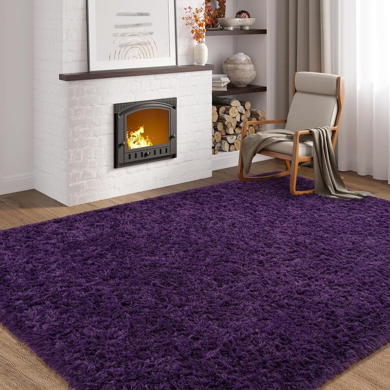 Softlife Rugs for Bedroom 4x5.3 Feet Purple Area Rug for Living Room Super Soft Shaggy Rugs for Dorm Fluffy Fuzzy Carpets Long Plush Bedside Rug Nursery Girls Boys Kids Room Home Christmas Decoration - Image 4
