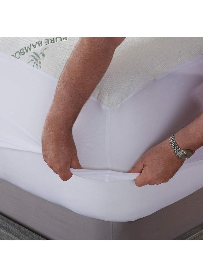 Queen Bamboo Mattress Protector Waterproof Breathable Cooling Cover Protects Against Moisture Spills Stains Noiseless Machine Washable Fits 16 Inch Bed Queen  - Image 5