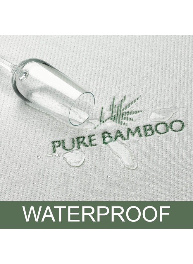 Queen Bamboo Mattress Protector Waterproof Breathable Cooling Cover Protects Against Moisture Spills Stains Noiseless Machine Washable Fits 16 Inch Bed Queen  - Image 3