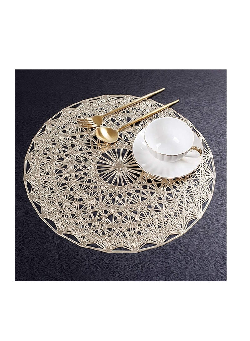 SYOSI 4 Pieces Dining Room Hollow Table Mat, Dining Table Decorative Meal Mat, Kitchen Vinyl Placemats, Non Slip Insulation and Easy to Clean, for Dinner Party, Thanksgiving Day, Wedding (Gold) - Image 5