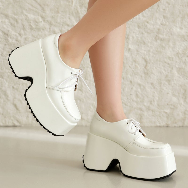 Funds Spring 2024 Wedge Heel High Heel 40-45 Plus Size Front Lace Style Ladies Shoes - Image 4
