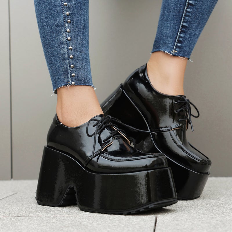 Funds Spring 2024 Wedge Heel High Heel 40-45 Plus Size Front Lace Style Ladies Shoes - Image 2