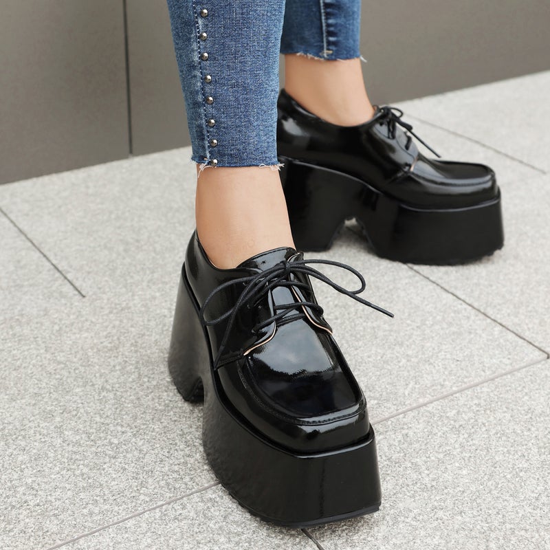 Funds Spring 2024 Wedge Heel High Heel 40-45 Plus Size Front Lace Style Ladies Shoes - Image 3