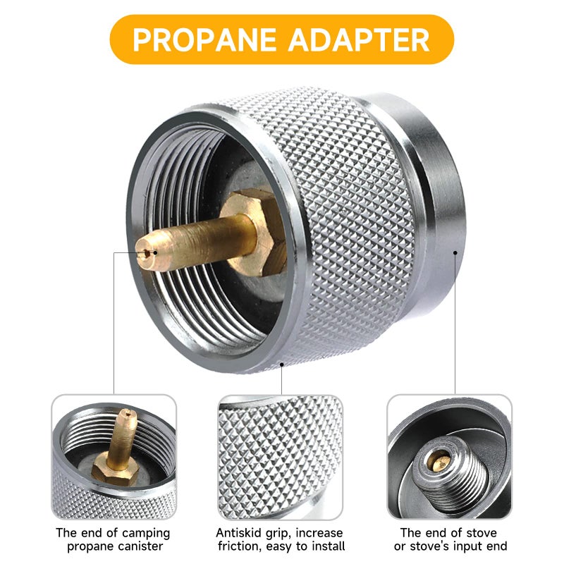 SAN LIKE 3pcs Camping Stove Adapter Butane Canister Adapter Refill Adapter EN417 Lindal Valve Canister Shifter Propane Adapter Isobutane Fuel Canister with Exhaust Air Pressure Button - Image 3