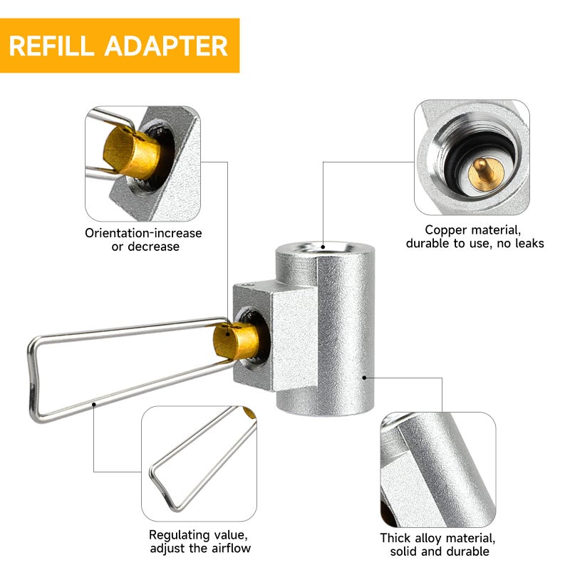 SAN LIKE 3pcs Camping Stove Adapter Butane Canister Adapter Refill Adapter EN417 Lindal Valve Canister Shifter Propane Adapter Isobutane Fuel Canister with Exhaust Air Pressure Button - Image 4
