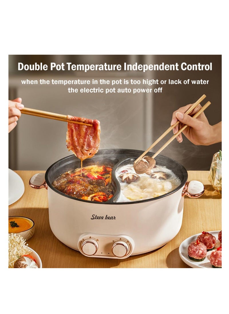 Hihonor Electric Double Hot Pot with Independent Temperature Control, 6L Non-Stick Electric Cooker, Electric Skillet, Frying Pan, Electric Saucepan  - Image 3