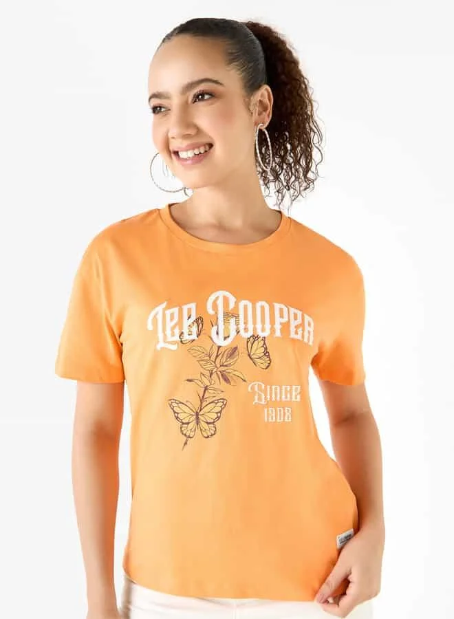 Lee Cooper Lee Cooper Graphic Print Crew Neck T-shirt with Short Sleeves