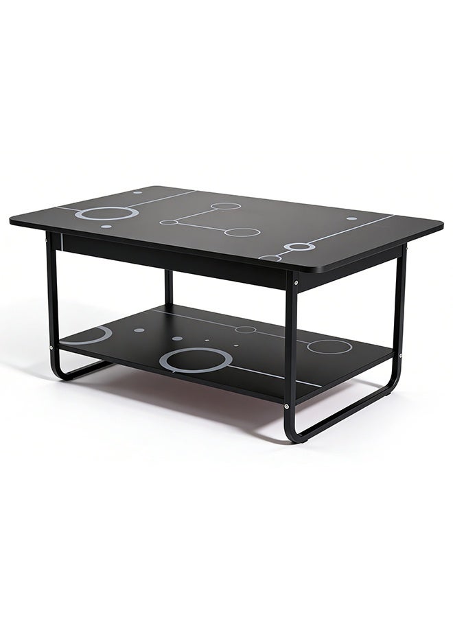 Migue home Modern Two Tier Coffee Table for Living Room, Easy Assembly, 100cm L x 60cm W x 40cm H, Black Color - Image 5
