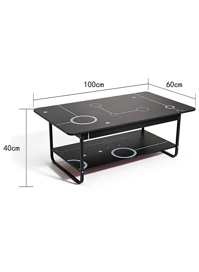 Migue home Modern Two Tier Coffee Table for Living Room, Easy Assembly, 100cm L x 60cm W x 40cm H, Black Color - Image 3