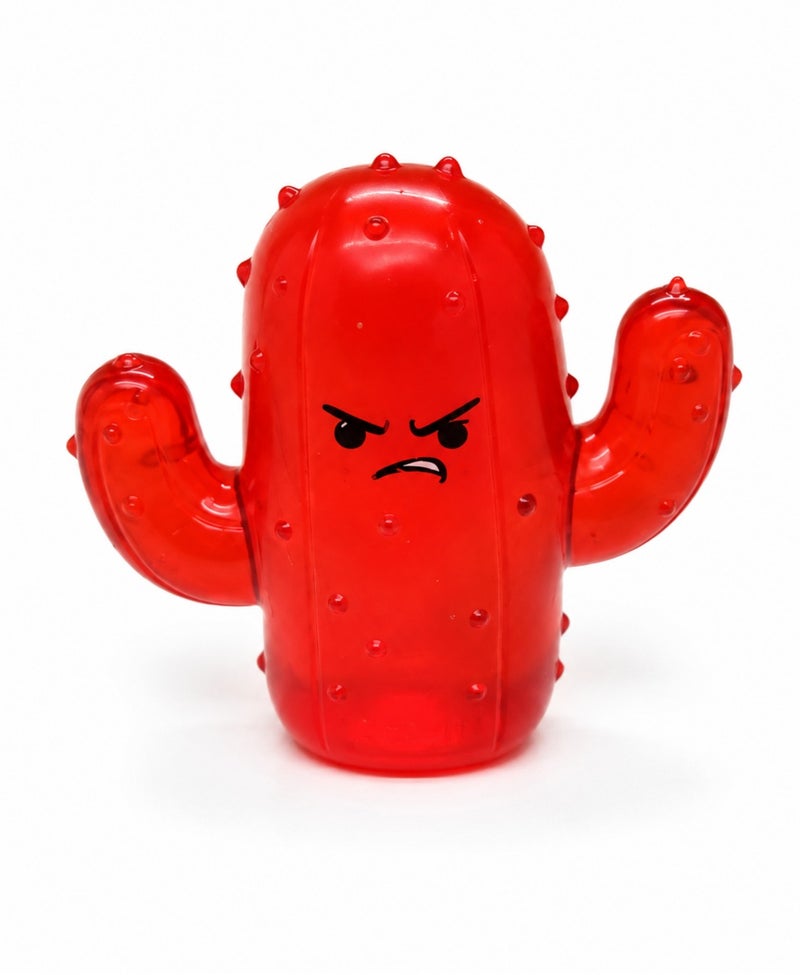 O2. لعبة سكويشي Mokilu Angry Cactus باللون الأحمر، لعبة ضغط على شكل صبّار غاضب، لعبة فيدجت ناعمة من Maltose Gel لتخفيف التوتر والهدايا للأطفال من عمر 3 سنوات - Image 1