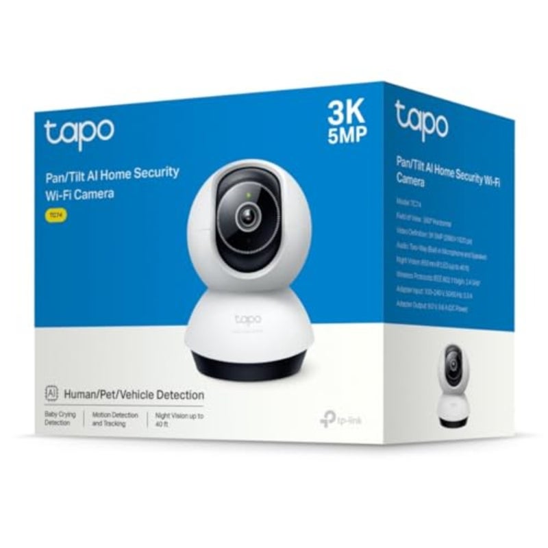 TC74 3K 5MP Pan/Tilt AI Home Security Wi-Fi Camera, AI Detection-Person, Pet, Vehicle, Baby Crying, Motion Tracking and Detection, Night Vision, Two-Way Audio Sound and Light Alarm - Image 4