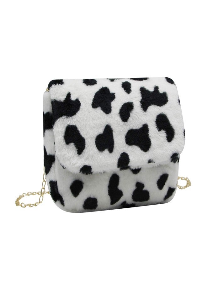 RARITYUS Women Fashion Leopard Print Shoulder Bag Fluffy Plush Handbag Cow Print Crossbody Purse Faux Fur with Chain Strap - Image 2