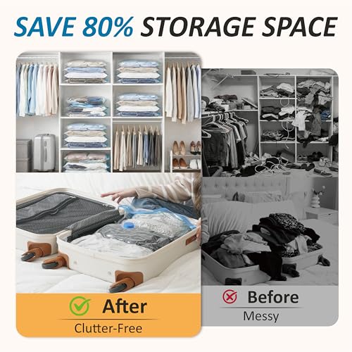 Cozy Essential 20 Pack Vacuum Storage Bags, Space Saver Bags (4 Jumbo/4 Large/4 Medium/4 Small/4 Roll) Vacuum Storage Bags for Comforters and Blankets, Vacuum Sealer Bags for Clothes Storage, Hand Pump Included - Image 4