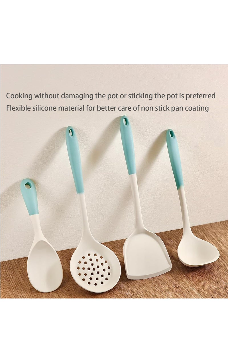 Flushrenic 4PCS Cooking Utensil Set, Heat Resistant Silicone Kitchen Cookware Utensils Set, Kitchen Cooking Tools Includes Turner, Spoon, Slotted spoon, Rice Spoon - Image 3