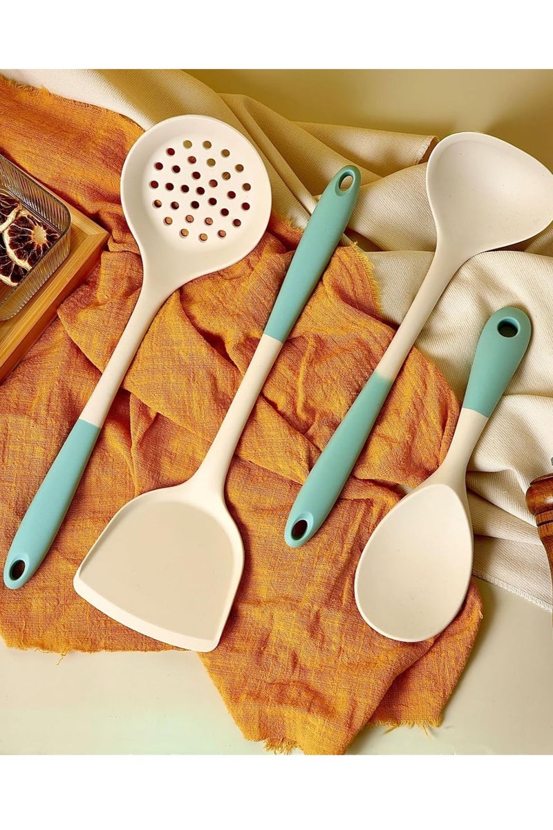 Flushrenic 4PCS Cooking Utensil Set, Heat Resistant Silicone Kitchen Cookware Utensils Set, Kitchen Cooking Tools Includes Turner, Spoon, Slotted spoon, Rice Spoon - Image 5