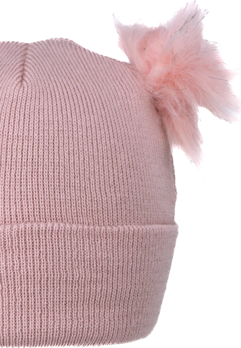 Oppland Girls Winter Thick Beanie Double Pompom Model Cotton Folded Warm Flexible Comfortable