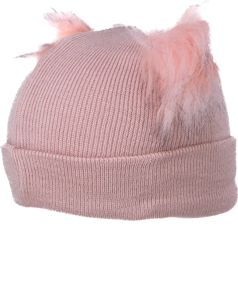 Oppland Girls Winter Thick Beanie Double Pompom Model Cotton Folded Warm Flexible Comfortable