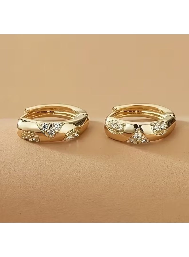 aeen 18K Gold Plated Small Circular Women’s Earrings – 3A Zirconia Inlaid, Elegant Bohemian Style, Hypoallergenic, Perfect for Daily & Vacation Wear - Image 4
