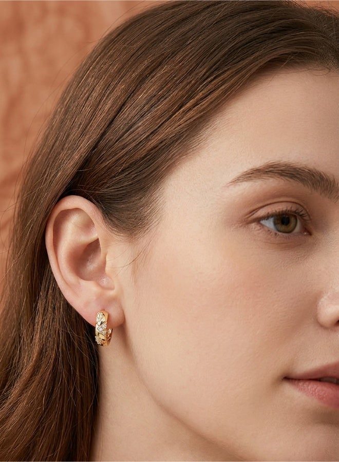 aeen 18K Gold Plated Small Circular Women’s Earrings – 3A Zirconia Inlaid, Elegant Bohemian Style, Hypoallergenic, Perfect for Daily & Vacation Wear - Image 3