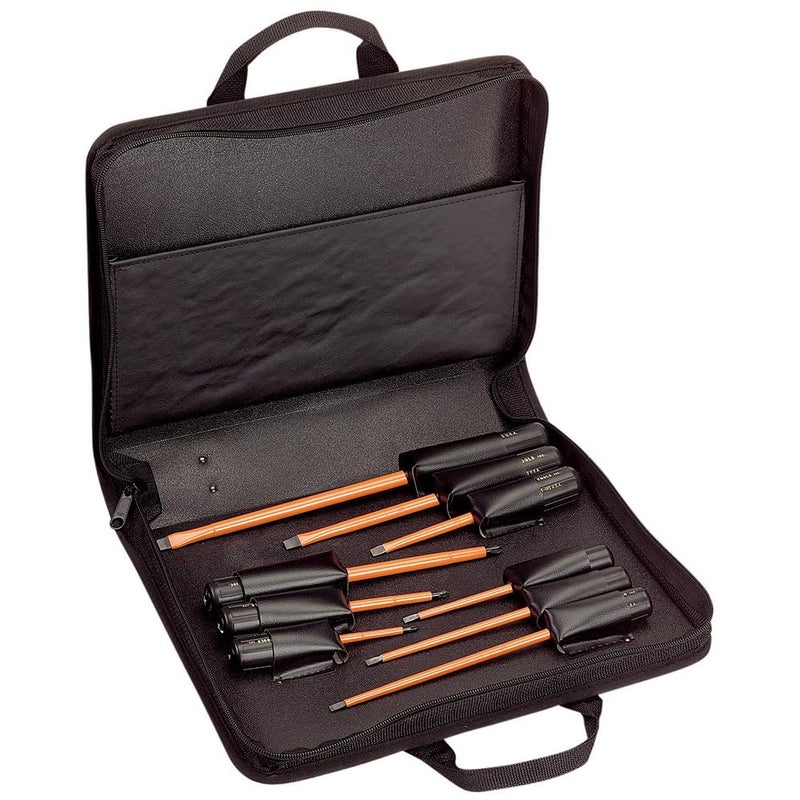 Klein Tools 33528 Insulated Screwdriver Kit with Carrying Case Made in USA 1000 V Cushion Grip 9Piece