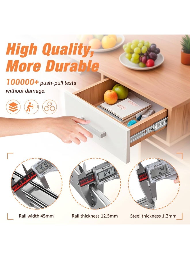 Duravel 12 INCH Soft Close Drawer Runners Cabinet Drawer Slides Heavy Duty 45kg Load Capacity Full Extension Ball Bearing Self Close Slides for Kitchen Cabinet,Bedstand Drawers,Side Mount - Image 4