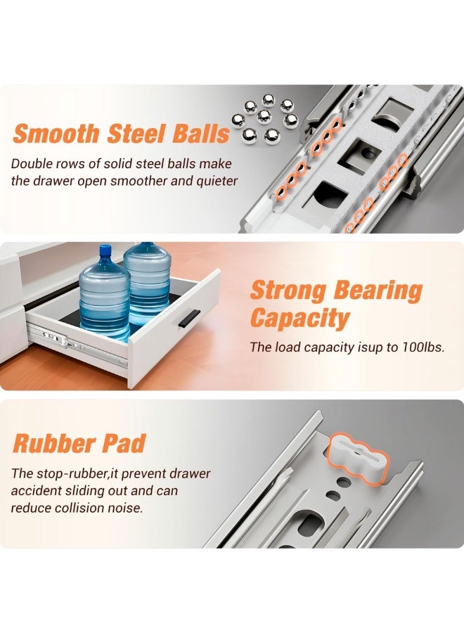 Duravel 12 INCH Soft Close Drawer Runners Cabinet Drawer Slides Heavy Duty 45kg Load Capacity Full Extension Ball Bearing Self Close Slides for Kitchen Cabinet,Bedstand Drawers,Side Mount - Image 5