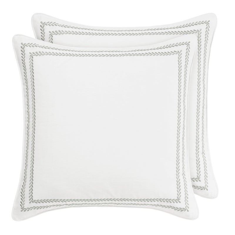 Laura Ashley - Euro Shams, 100% Smooth Cotton with Envelope Closure, Throw Pillow Cover for Bed or Couch, Oeko-Tex Certified, Set of 2 (Stitched Vine Leaf Grey, 26" x 26") - Image 5