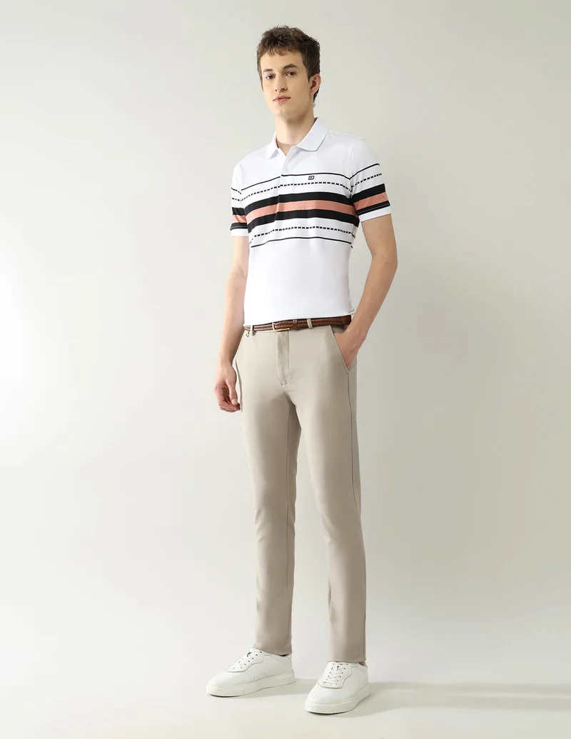 Arrow Khaki Slim Fit Knitted Autoflex Trousers for Men | Best Price UAE