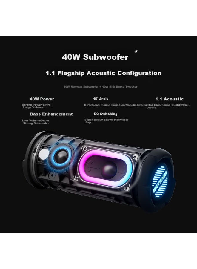 M9 Bluetooth Speaker 40w High Volume Heavy Bass Outdoor Waterproof Camping Portable Bicycle Riding Car Home Computer High Quality Sound Box Grey Flagship Version - Image 1
