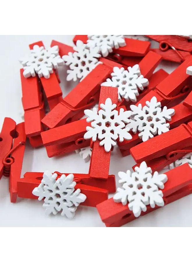 100pcs Christmas Wood Clips Random Mixed Styles Elk Snowflake For Photo Pegs Decor - Image 4