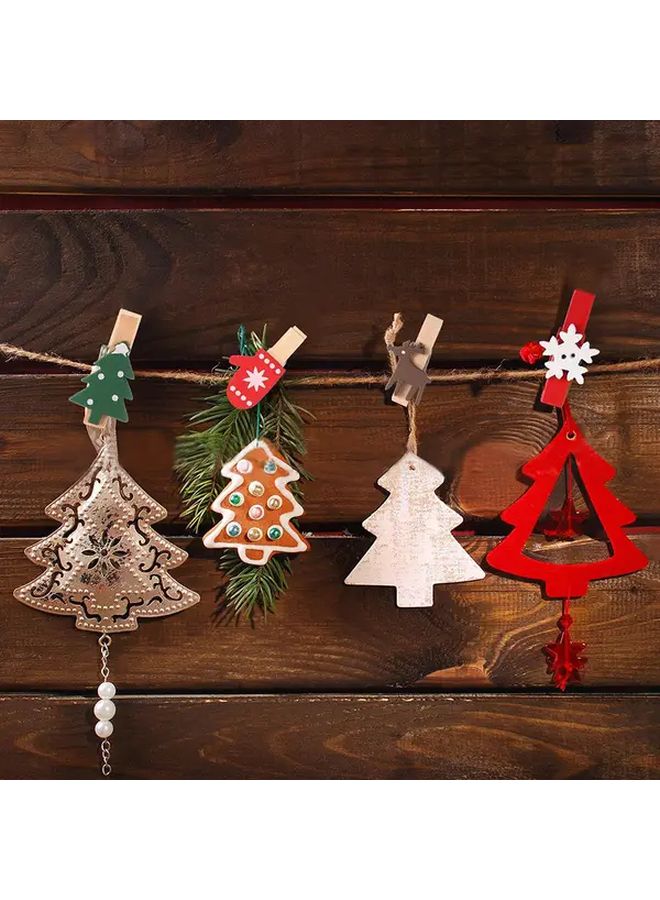 100pcs Christmas Wood Clips Random Mixed Styles Elk Snowflake For Photo Pegs Decor - Image 3
